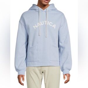 Krost x Nautica Arch Logo Hoodie Light Blue 100% Cotton